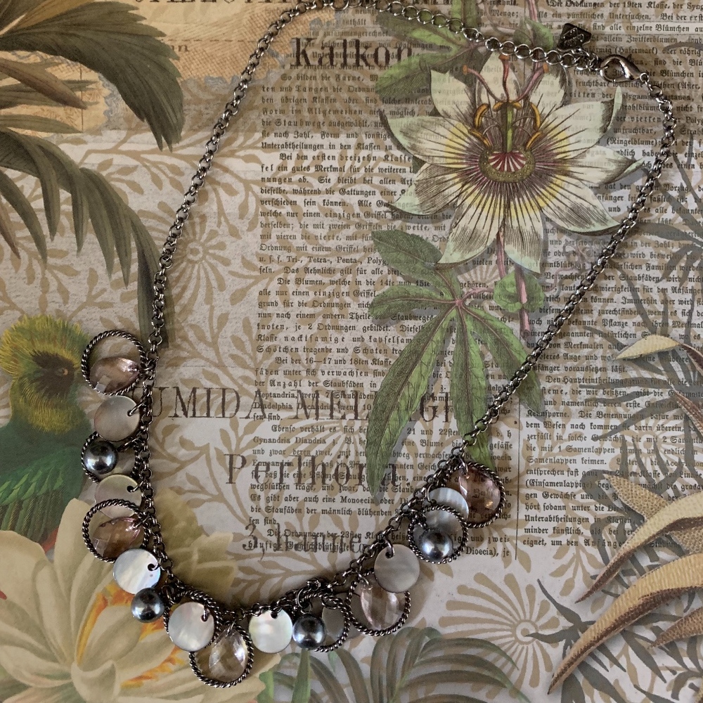 Cookie Lee Smokey Topaz & Pearl necklace